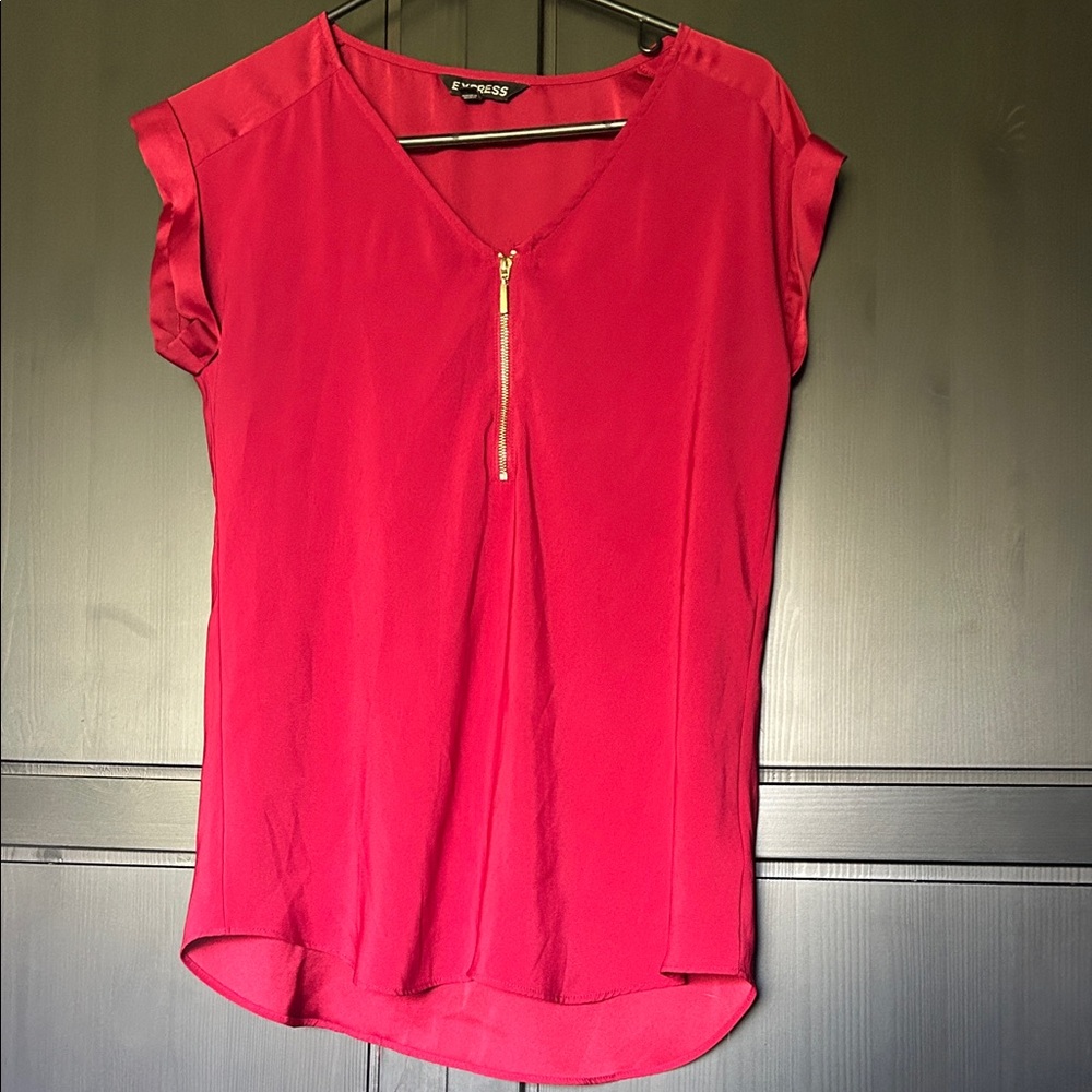 Express Red Zippered Blouse
